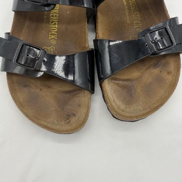 Birkenstock Ibiza Two Strap Black Patent Birk Flor Sandals Sz 39 EU / 8 US Women - Picture 8 of 9